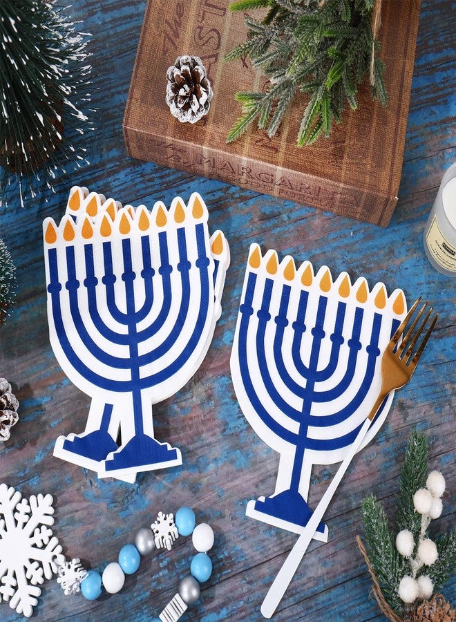 JarThenaAMCS مناديل ورقية للاستخدام مرة واحدة من JarThenaAMCS، 100 قطعة، مثالية لعيد حانوكا، مع شموع مينورا، مناسبة للغداء والعشاء، وأعياد الميلاد، وحفلات استقبال المولود. - Image 5